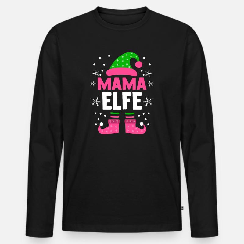 Weihnachten Familie Mutter Mama Elfe - Männer Premium Bio Langarmshirt - Schwarz