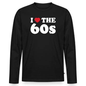 Ich liebe Herz-Sechzigerjahre-Retro-Typografie - Männer Premium Bio Langarmshirt - Schwarz - Vorne - Nico (187cm)