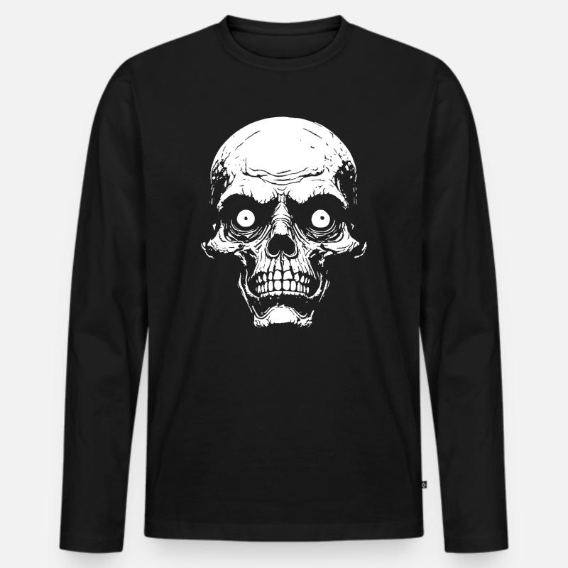 Psycho Schädelgrafik - Männer Premium Bio Langarmshirt - Schwarz