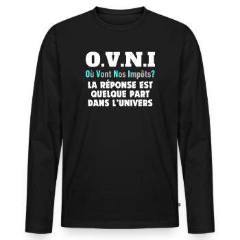 UFO - Men's Premium Organic Long Sleeve Shirt - black - Front - Nico (187cm)