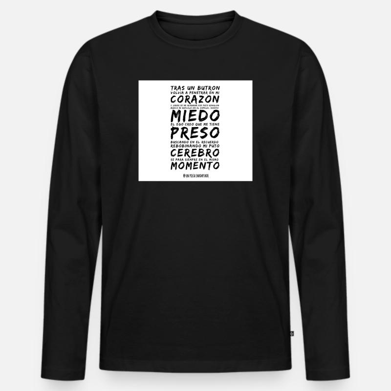 Herz und Angst im Vers - Männer Premium Bio Langarmshirt - Schwarz
