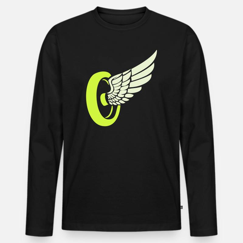 Rad Flügel - Männer Premium Bio Langarmshirt - Schwarz
