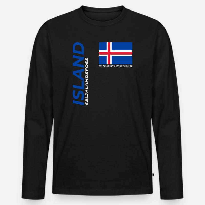 Seljalandsfoss - Männer Premium Bio Langarmshirt - Schwarz
