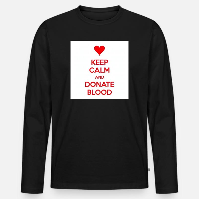 Calm Heart spenden Sie Blut - Männer Premium Bio Langarmshirt - Schwarz