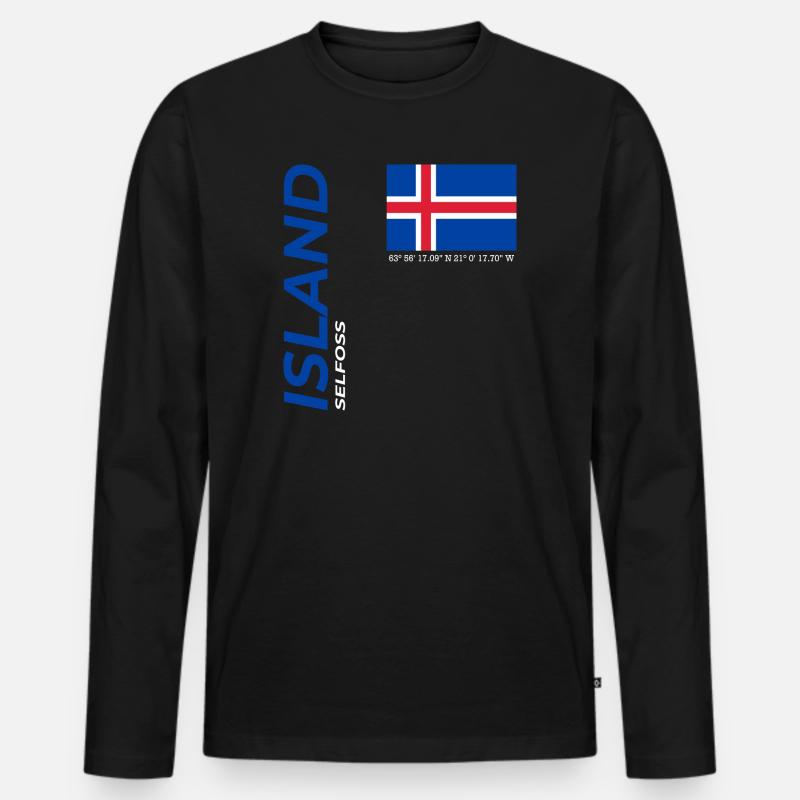 Selfoss - Männer Premium Bio Langarmshirt - Schwarz