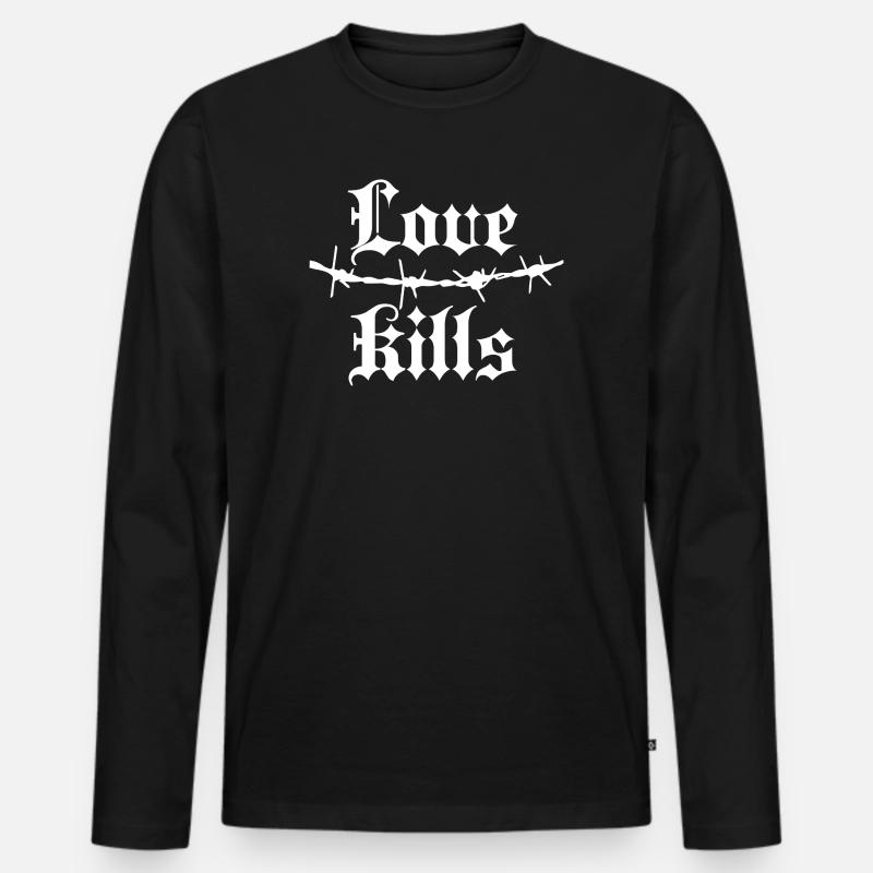 Gotische Stacheldrahttypografie - Männer Premium Bio Langarmshirt - Schwarz
