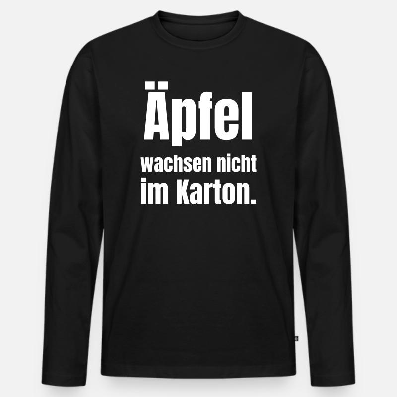 Äpfel wachsen nicht im Karton - Männer Premium Bio Langarmshirt - Schwarz