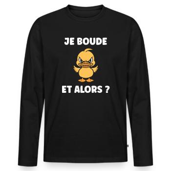 Ich ziehe um, na und? - Männer Premium Bio Langarmshirt - Schwarz - Vorne - Nico (187cm)