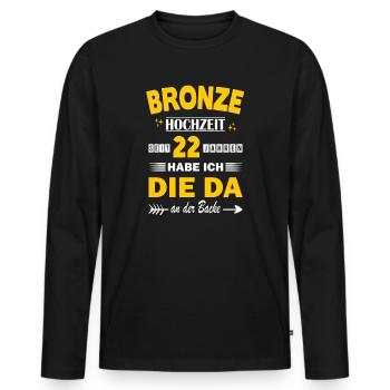 Bronze Wedding 22 Wedding Anniversary Anniversary Husband - Men's Premium Organic Long Sleeve Shirt - black - Front - Nico (187cm)