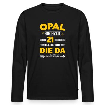 Opal Wedding 21 Wedding Anniversary Anniversary Husband - Men's Premium Organic Long Sleeve Shirt - black - Front - Nico (187cm)