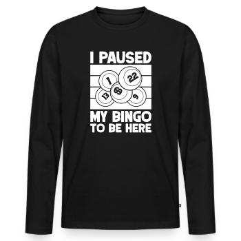 Joueur de bingo, je me suis arrêté pour être ici bingo - T-shirt manches longues Premium bio Homme - noir - Devant - Nico (187cm)