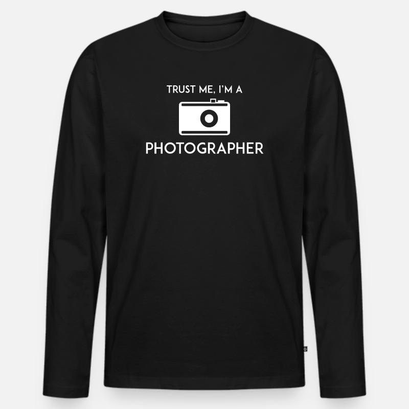 Vertrau mir, ich bin Fotograf - Männer Premium Bio Langarmshirt - Schwarz