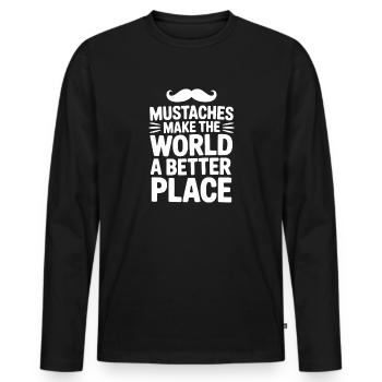 Schnurrbärte machen die Welt zu einem besseren Ort - Männer Premium Bio Langarmshirt - Schwarz - Vorne - Nico (187cm)