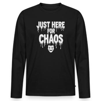 Juste ici pour le chaos – Diction provocante - T-shirt manches longues Premium bio Homme - noir - Devant - Nico (187cm)