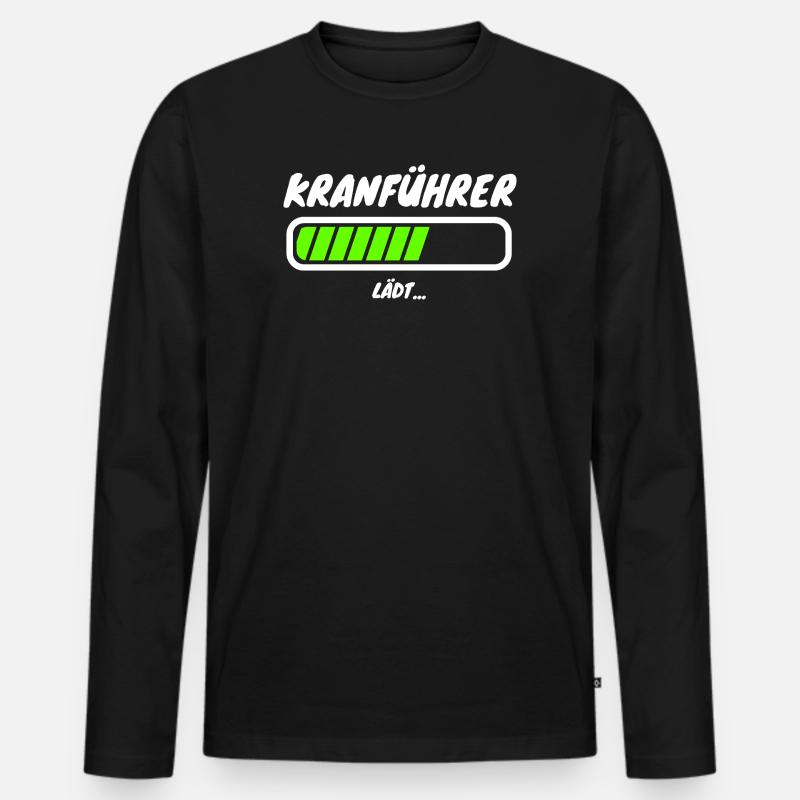 Kranführer Ladebalken Beruf - Männer Premium Bio Langarmshirt - Schwarz