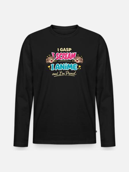 Anime Fangirl Screams Anime Reaction - Men's Premium Organic Long Sleeve Shirt - black