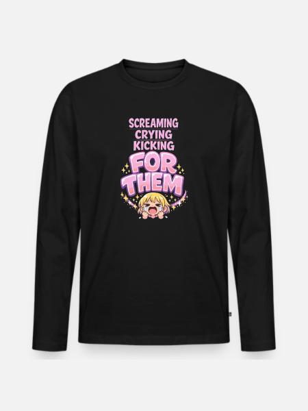 Anime Fangirl Screams Anime Reaction - Men's Premium Organic Long Sleeve Shirt - black