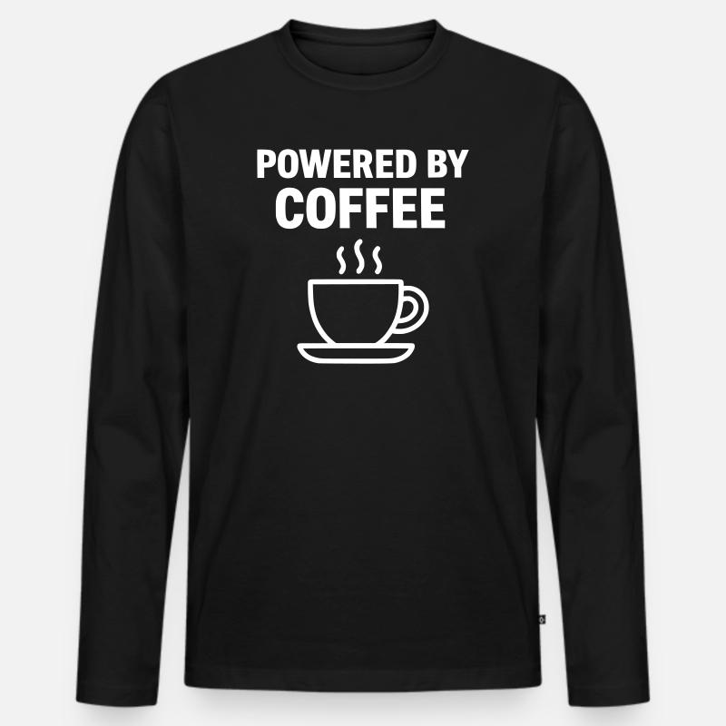 Powered By Coffee | Kaffee  - Männer Premium Bio Langarmshirt - Schwarz