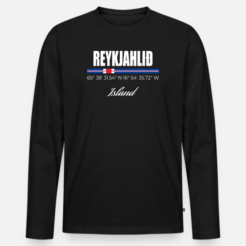 Reykjahlið  - Männer Premium Bio Langarmshirt - Schwarz