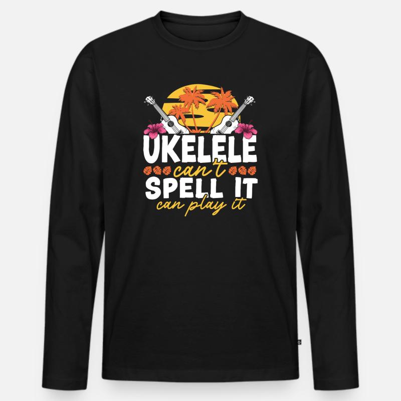 Hawaiian Ukulele Uke Ukulele Can't - Männer Premium Bio Langarmshirt - Schwarz