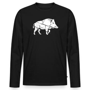 Wildschwein Mosaik Splitter Kunst Vektor - Männer Premium Bio Langarmshirt - Schwarz - Vorne - Nico (187cm)