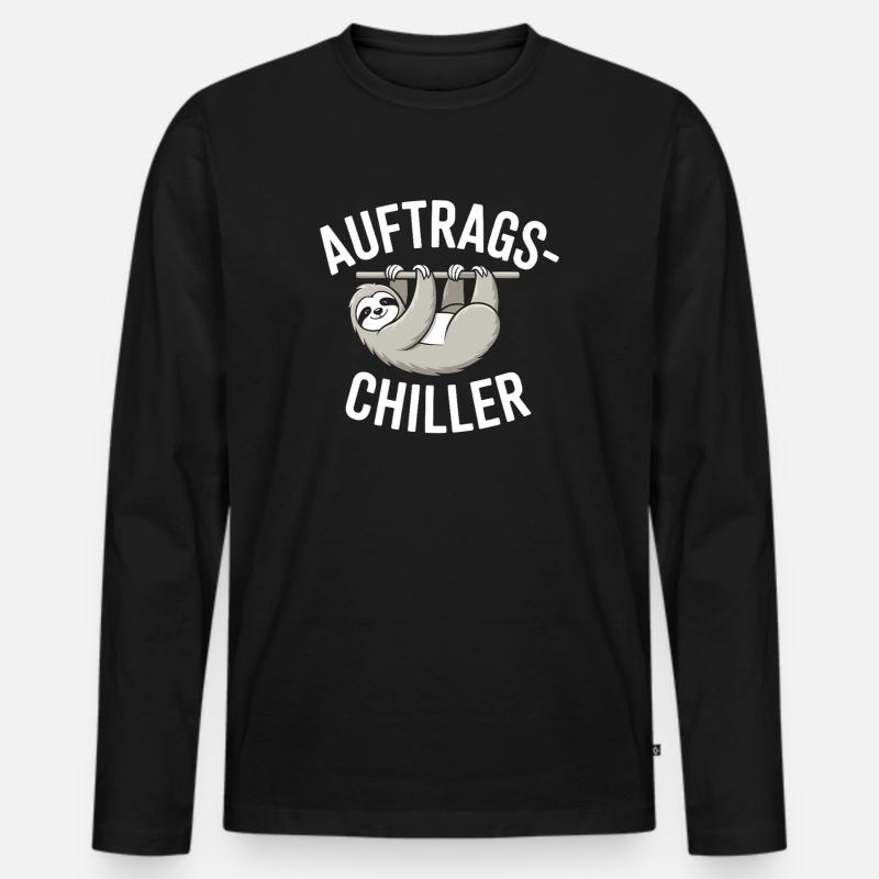 Commander Chiller Commander Chiller Bureau Sloth - T-shirt manches longues Premium bio Homme - noir