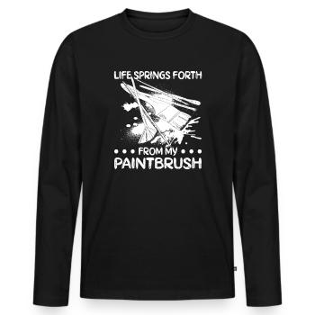 Funny Art Painter Life Springs Forth Drawing - Men's Premium Organic Long Sleeve Shirt - black - Front - Nico (187cm)