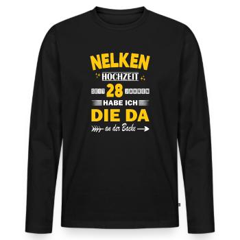 Carnation Wedding 28th Wedding Anniversary Husband - Men's Premium Organic Long Sleeve Shirt - black - Front - Nico (187cm)