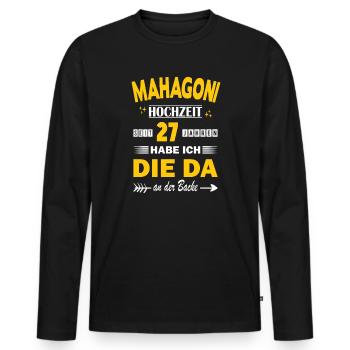 Mahogany Wedding 27th Wedding Anniversary Husband - Men's Premium Organic Long Sleeve Shirt - black - Front - Nico (187cm)