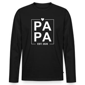 Papa Est 2026 - Männer Premium Bio Langarmshirt - Schwarz - Vorne - Nico (187cm)