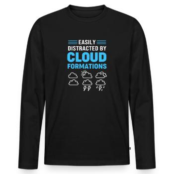 Météorologue en météorologie, tempête et tornade, météorologique - T-shirt manches longues Premium bio Homme - noir - Devant - Nico (187cm)