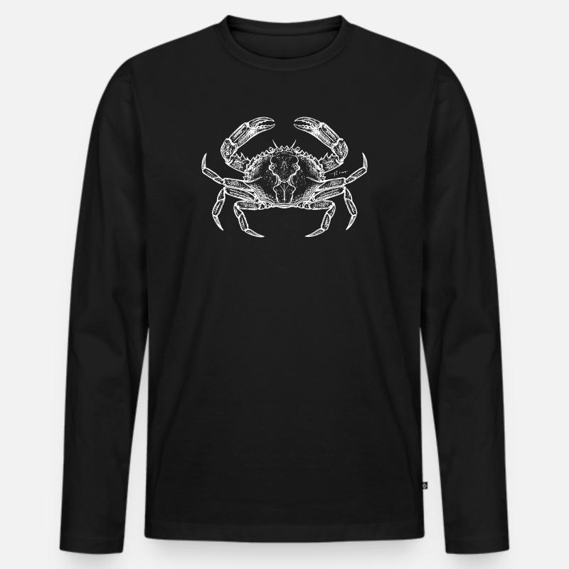 Crab Line Art-Emblem - Männer Premium Bio Langarmshirt - Schwarz