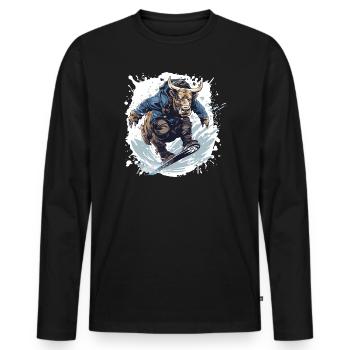 Bulle Snowboard Taurus - Männer Premium Bio Langarmshirt - Schwarz - Vorne - Nico (187cm)