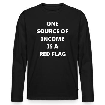 Red Flag Income Graphic - Men's Premium Organic Long Sleeve Shirt - black - Front - Nico (187cm)