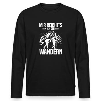 Mir reicht’s ich geh wandern - Männer Premium Bio Langarmshirt - Schwarz - Vorne - Nico (187cm)