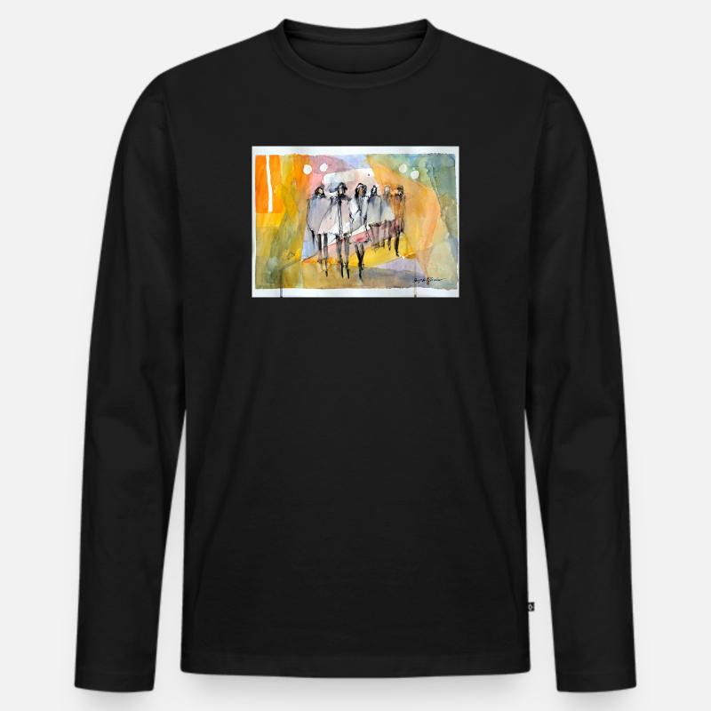 Abstrakte Menschen,  Aquarell  - Männer Premium Bio Langarmshirt - Schwarz