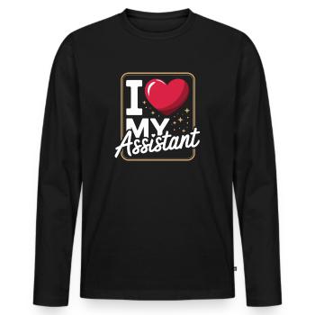 J’adore mon assistant de bureau cœur - T-shirt manches longues Premium bio Homme - noir - Devant - Nico (187cm)