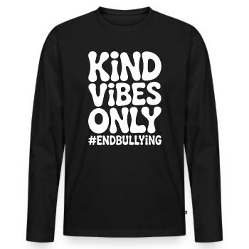 Des vibes bienveillants ne font que mettre fin au harcèlement - T-shirt manches longues Premium bio Homme - noir - Devant - Nico (187cm)