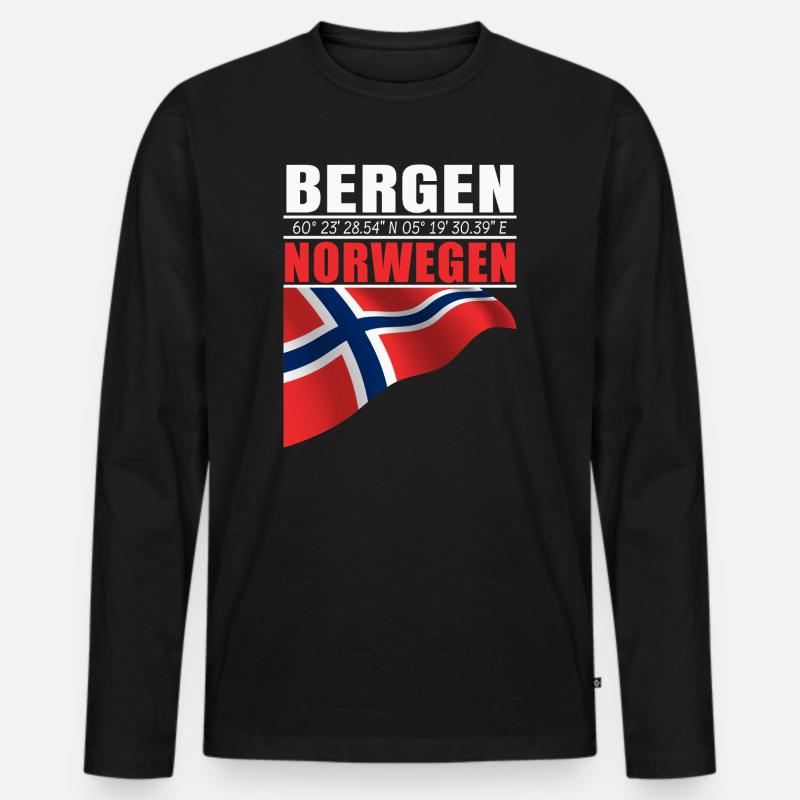 Bergen - Männer Premium Bio Langarmshirt - Schwarz