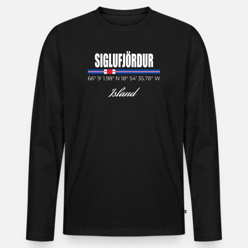 Siglufjördur - Männer Premium Bio Langarmshirt - Schwarz