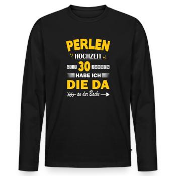 Pearl Wedding 30 Wedding Anniversary Anniversary Marriage - Men's Premium Organic Long Sleeve Shirt - black - Front - Nico (187cm)