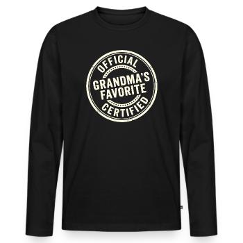 Favorite Grandchild Official Grandma's Favorite - Männer Premium Bio Langarmshirt - Schwarz - Vorne - Nico (187cm)