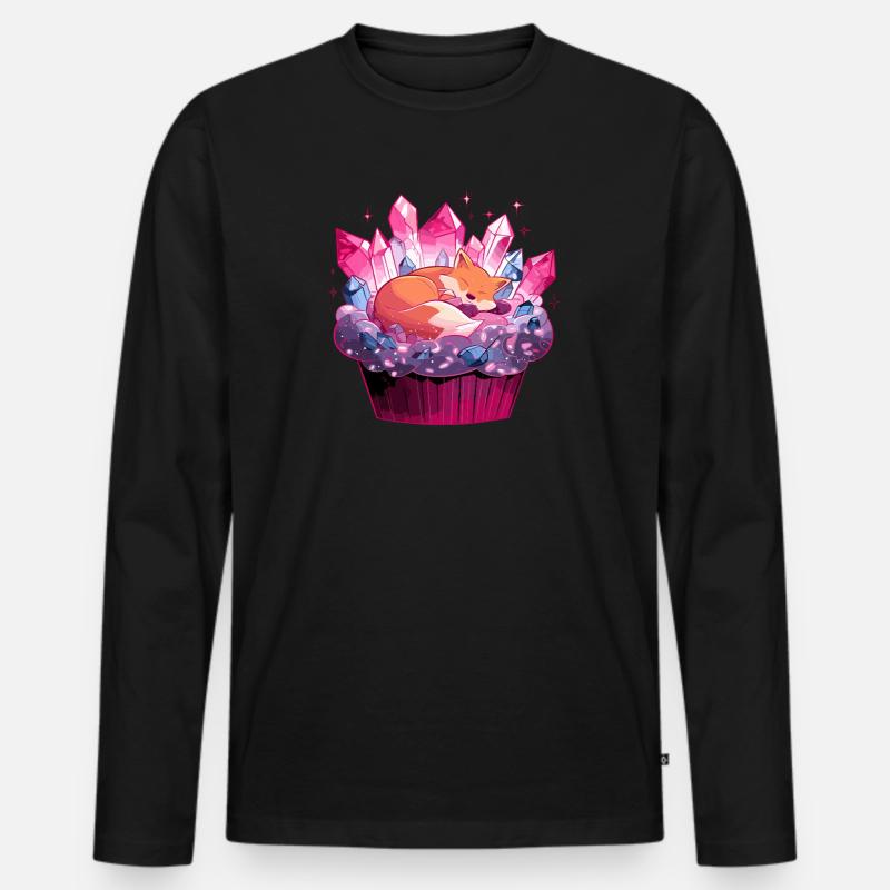 Kuschelfuchs in Kristallcupcake - Männer Premium Bio Langarmshirt - Schwarz