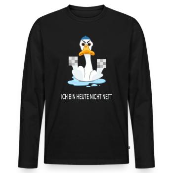 Je ne suis pas gentil aujourd’hui – Canard drôle - T-shirt manches longues Premium bio Homme - noir - Devant - Nico (187cm)