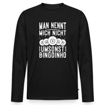 Joueur de bingo Moi Pas pour Rien Bingoinho Bingo - T-shirt manches longues Premium bio Homme - noir - Devant - Nico (187cm)