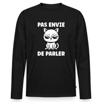 Chat grognon pas envie de parler - Men's Premium Organic Long Sleeve Shirt - black - Front - Nico (187cm)