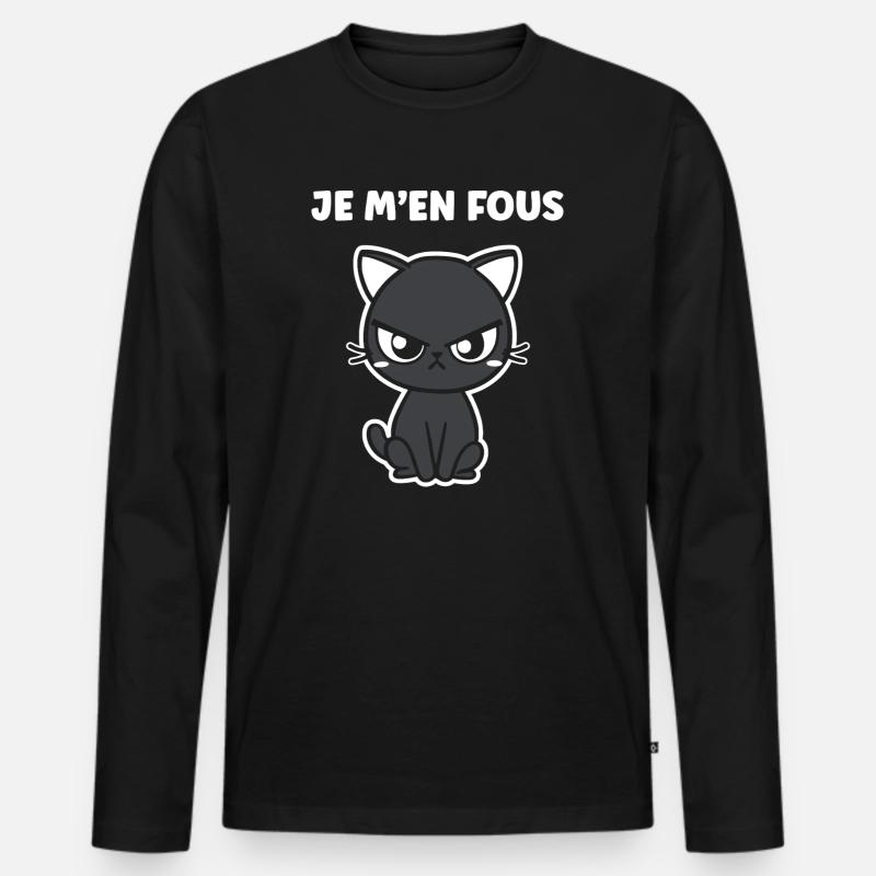 Grummelige schwarze Katze - Männer Premium Bio Langarmshirt - Schwarz