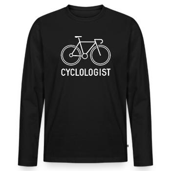 cyclologue - T-shirt manches longues Premium bio Homme - noir - Devant - Nico (187cm)