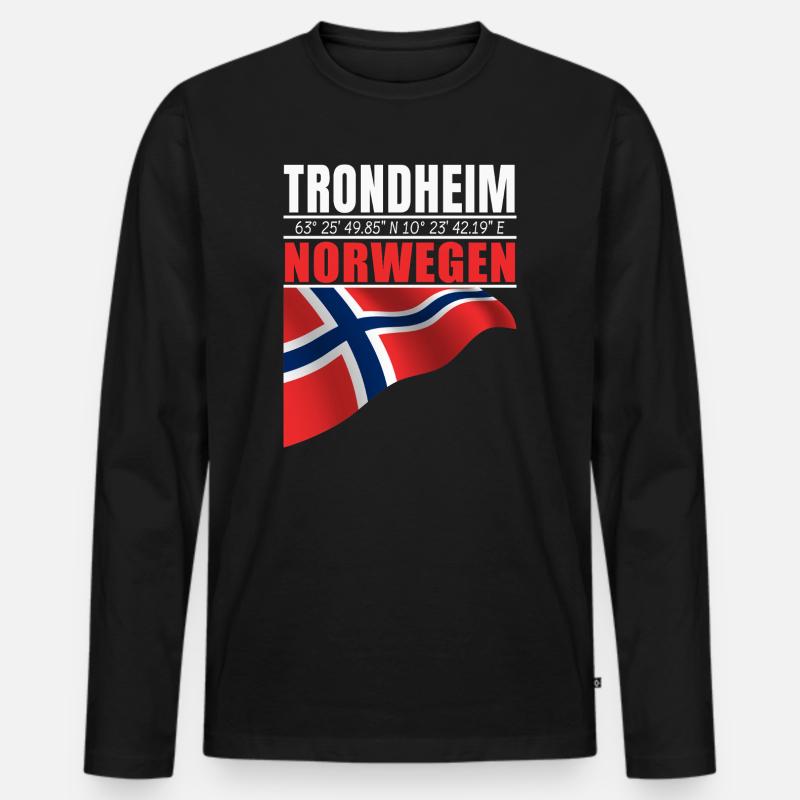 Trondheim - Männer Premium Bio Langarmshirt - Schwarz