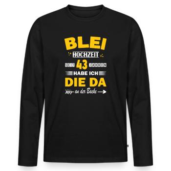 43 ans de relation Anniversaire de mariage - T-shirt manches longues Premium bio Homme - noir - Devant - Nico (187cm)
